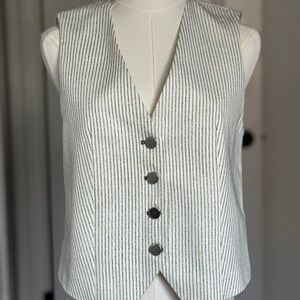 Zara Cream and Green Striped Vest
